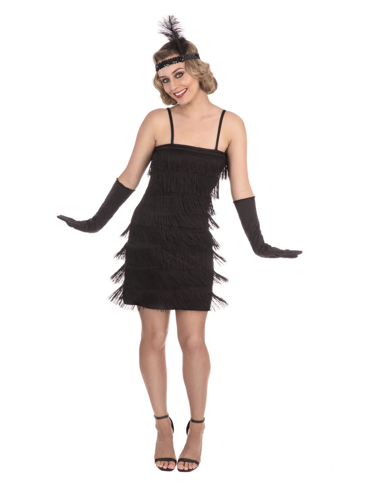 Bristol Novelty Flapper Dress Black Costume Set XL