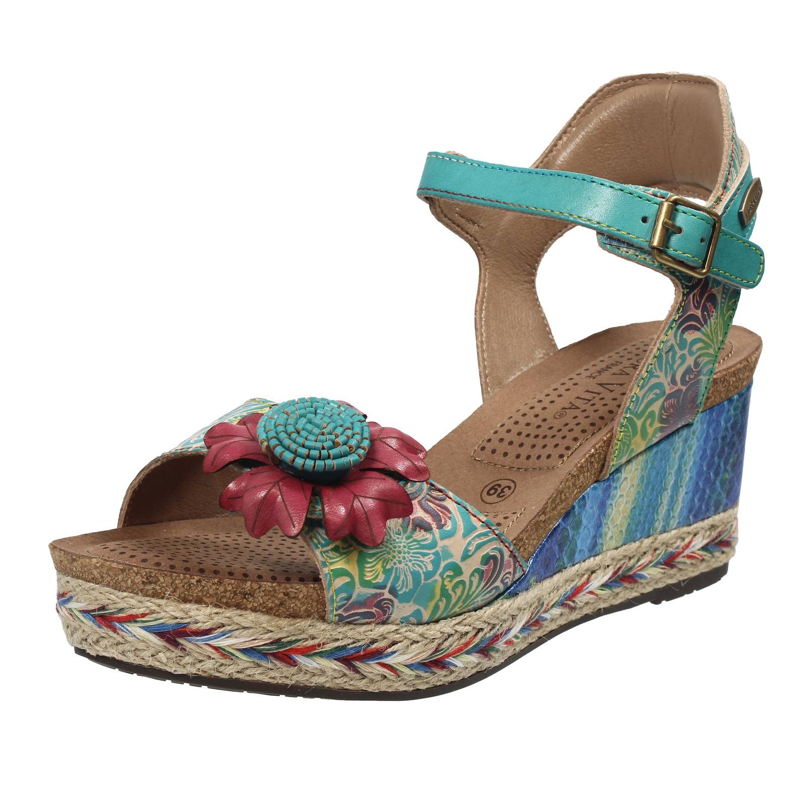 Laura Vita Facyo 06 - Sandali In Pelle Con Zeppa Azzurro - Taglia 40 [25.1cm]