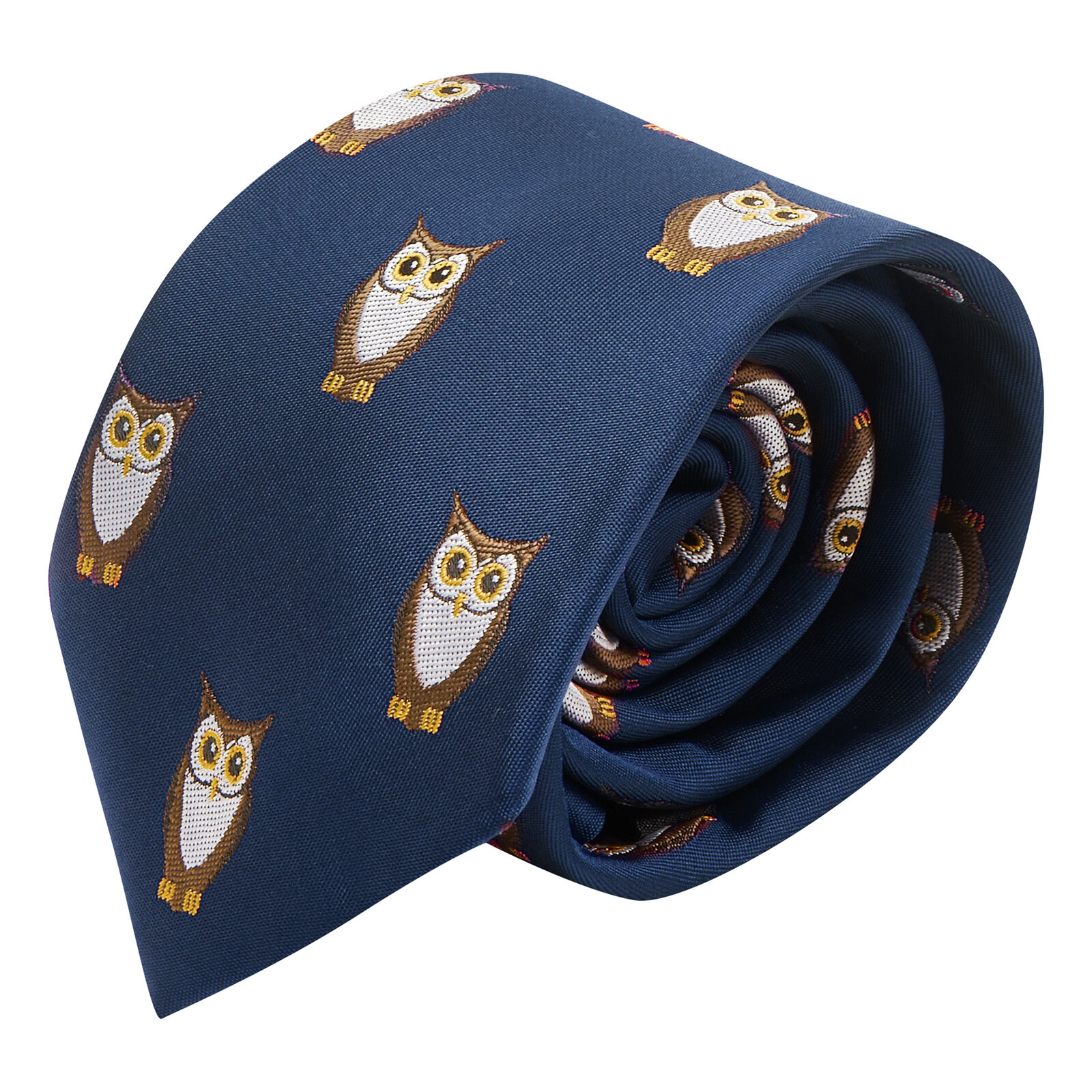 Blu Navy Ricamato Gufo Cravatta