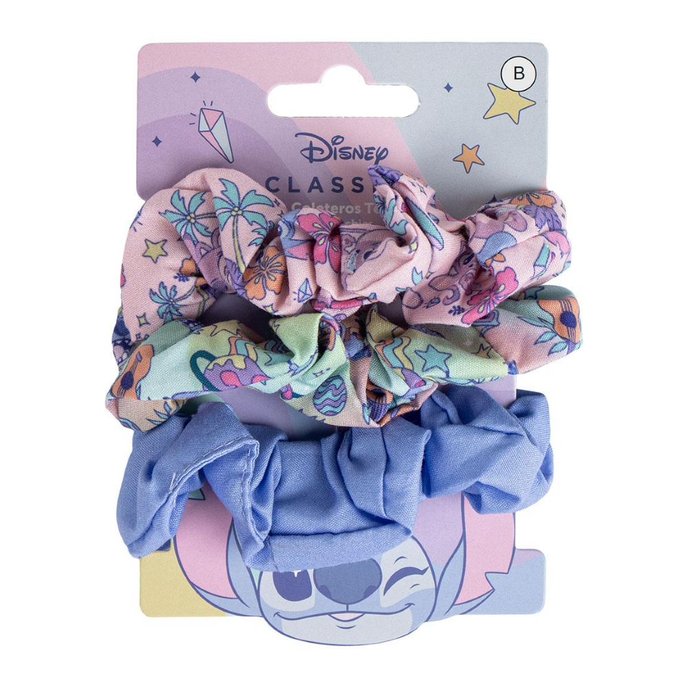 SCRUNCHIES STITCH E ANGEL DISNEY SET 3 PEZZI ELASTICI MORBIDI PER CAPELLI- 3081
