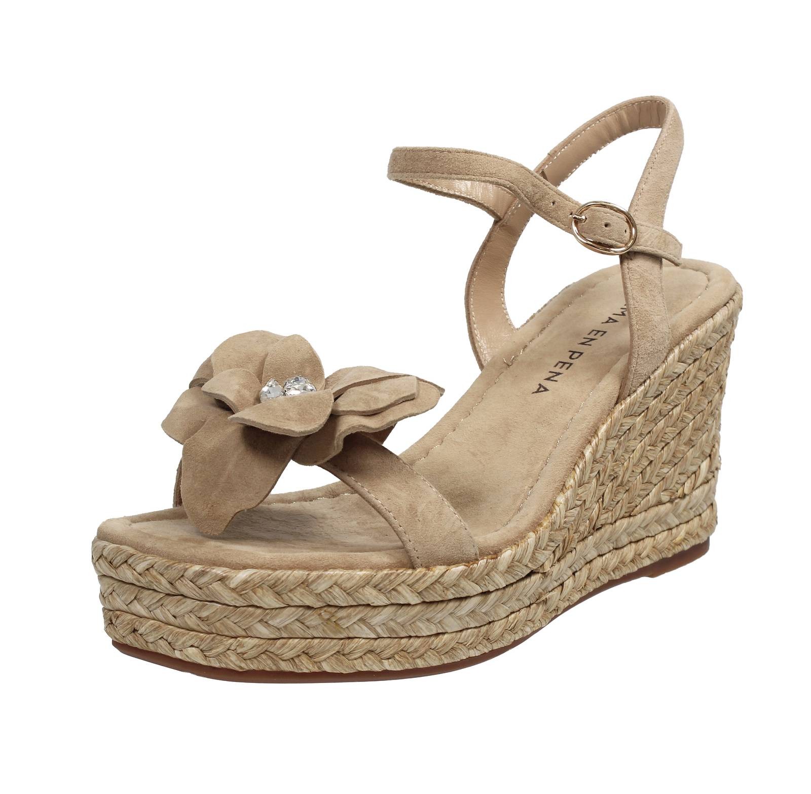 Alma En Pena Sandali In Suede Con Zeppa Sabbia - Taglia 36 Scarpe Donna Sandali