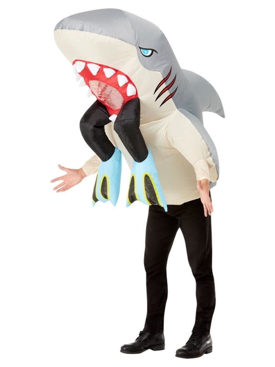Smiffys Inflatable Shark & Diver Costume, Grey