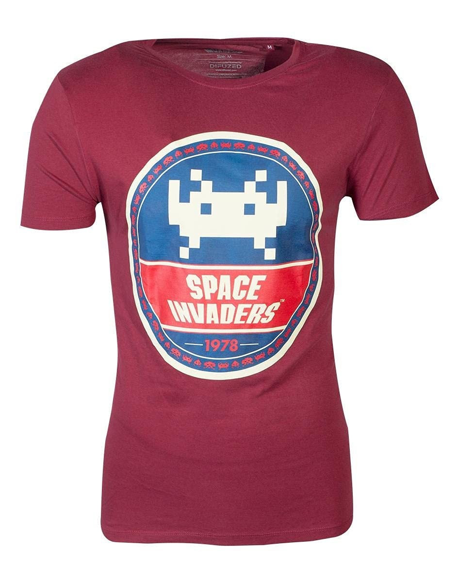 Space Invaders Round Invader Uomo T-Shirt Rosso/Blu Regular XXL Rosso