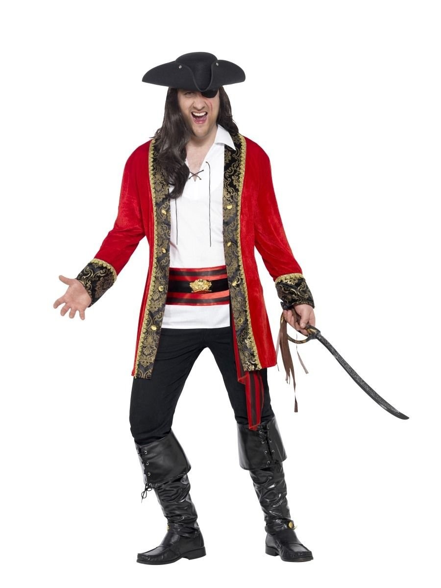 Smiffys Curves Pirate Captain Costume, Red (Size XL)