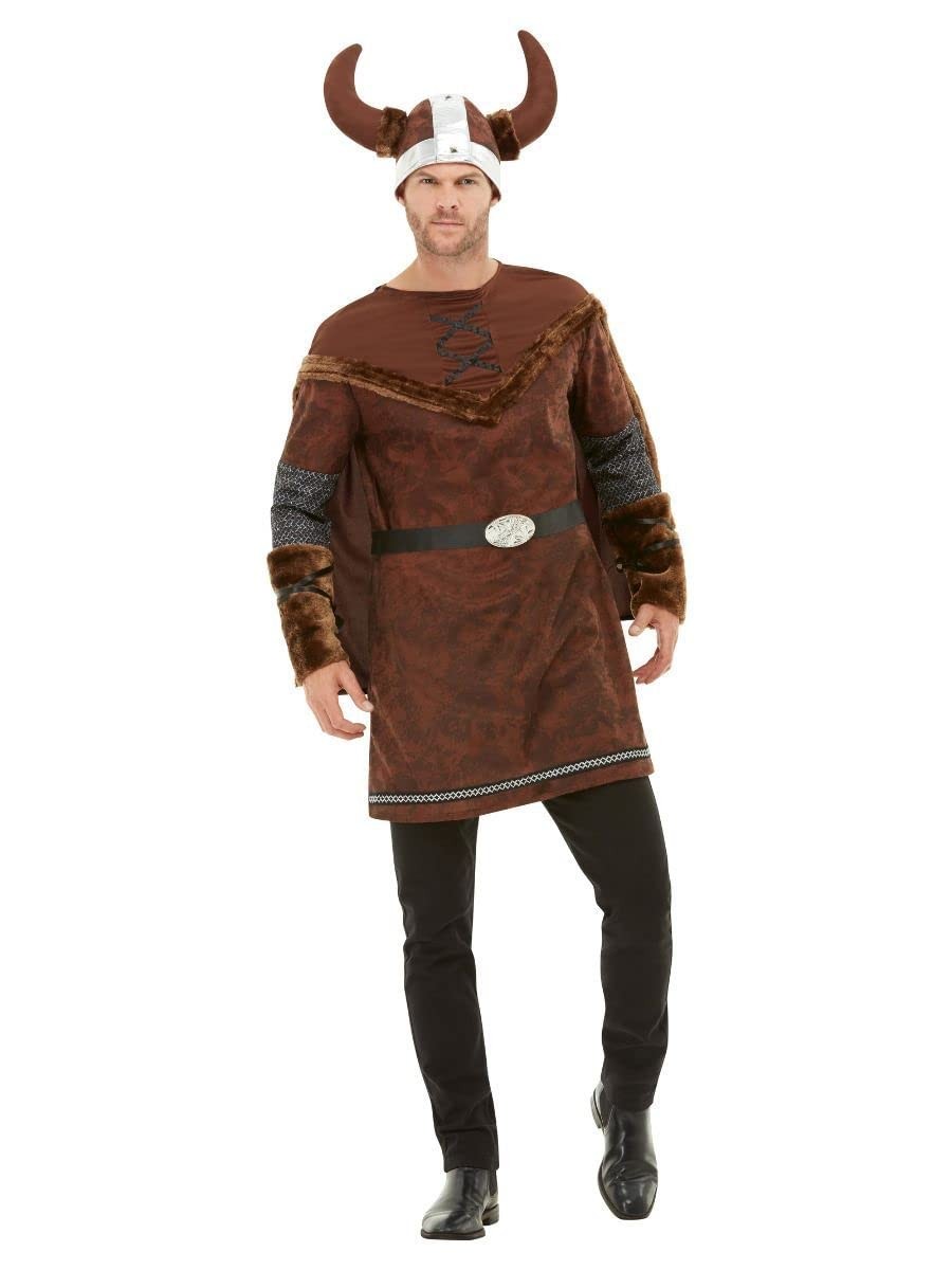 Smiffys Deluxe Viking Barbarian Costume, Brown (Size XL)