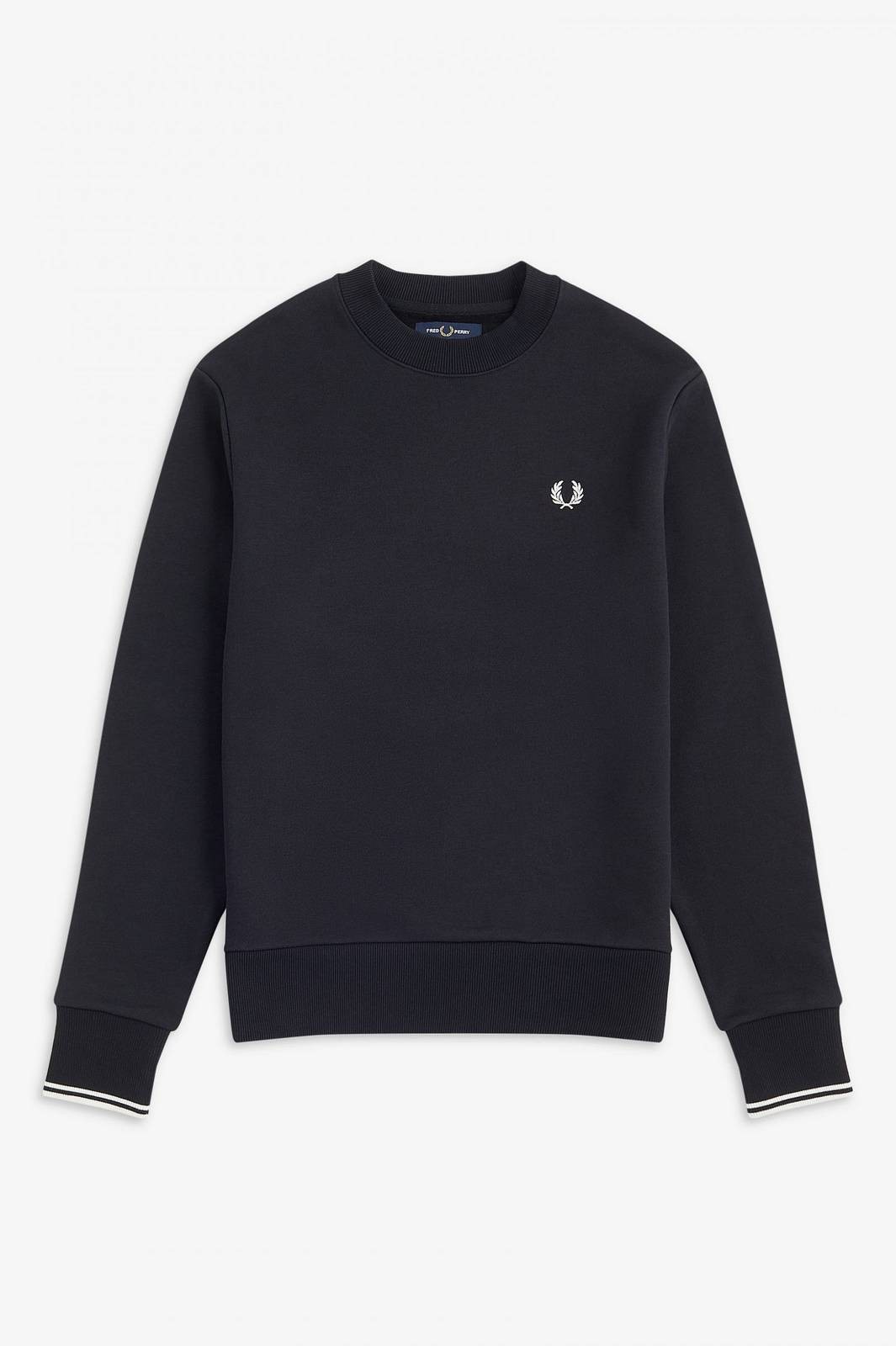 Fred Perry Felpa Girocollo Misto Cotone Nero - Taglia M Abbigliamento Uomo