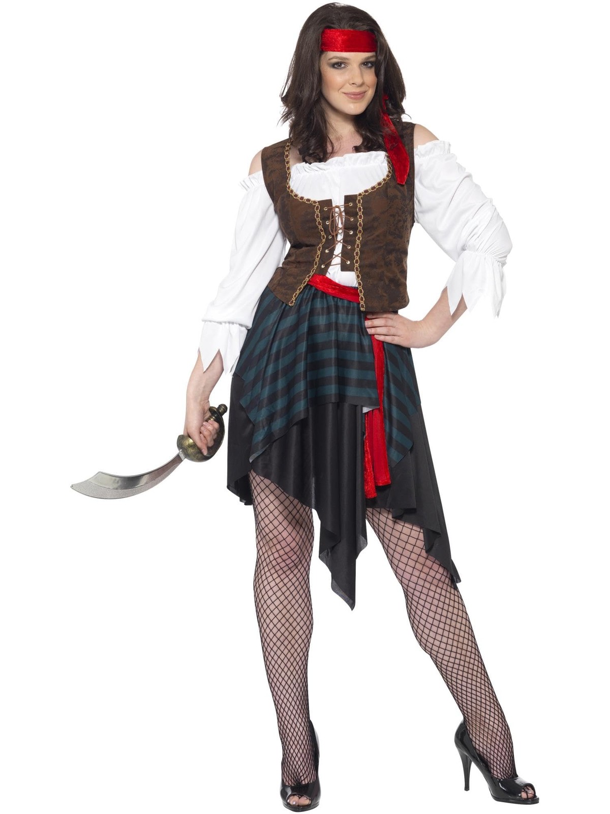 Smiffys Pirate Lady Costume, Brown (Size S)
