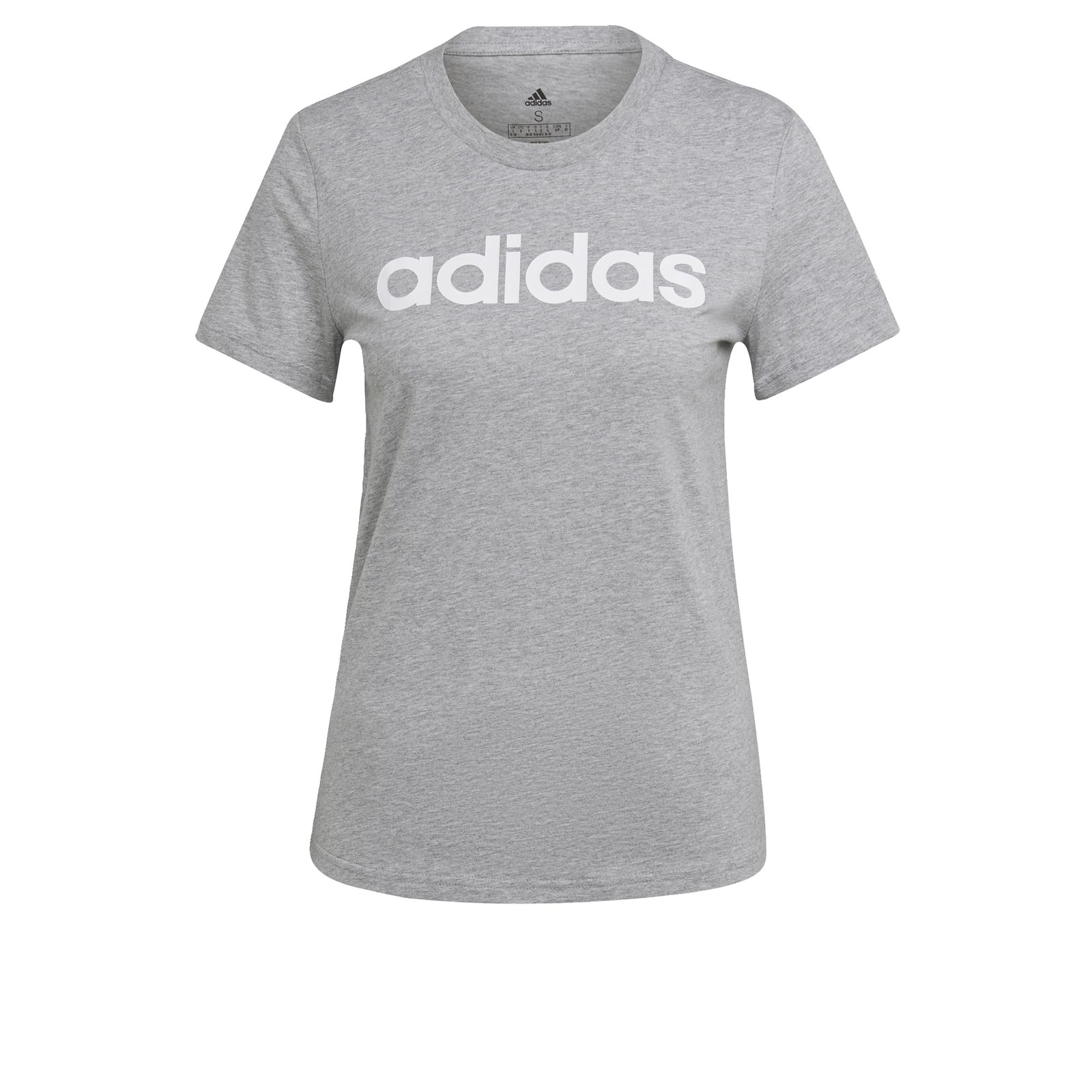 adidas Essentials Slim Logo, T-shirt, Donna, Medium Grey Heather/White, M