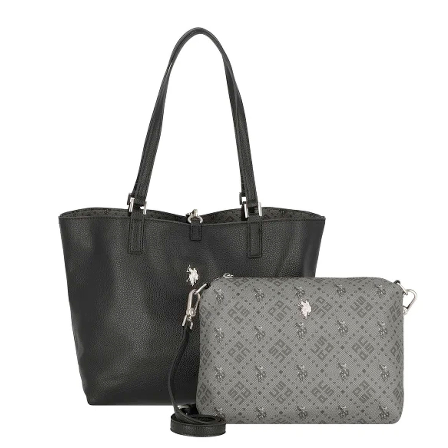 Borsa donna a spalla U.S. polo Assn. Nero Shopping bag Reversibile Tracolla Nera