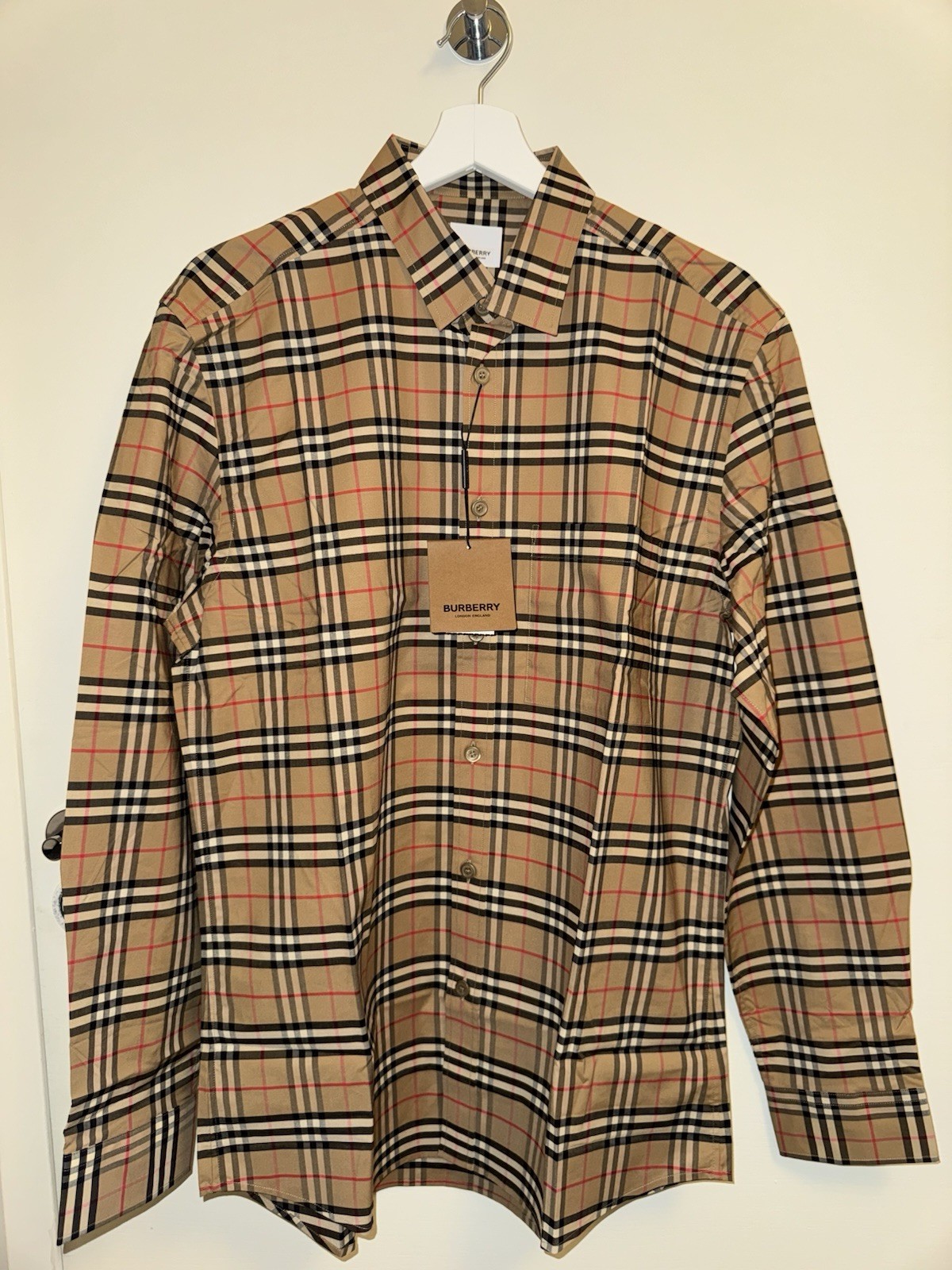 Burberry Shirt SIMPSON Beige Check 8020966 Size L
