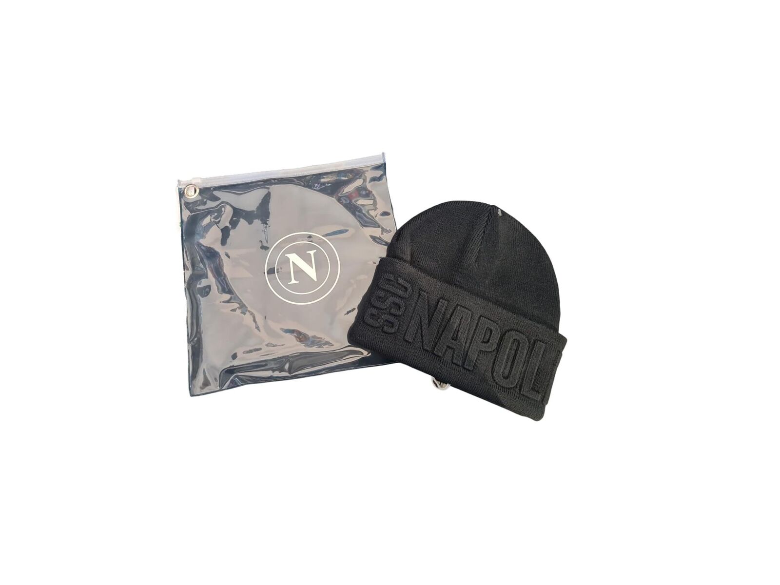 Cappello skipper in maglia con scritta ssc napoli in 3D in gift bag ssc napoli