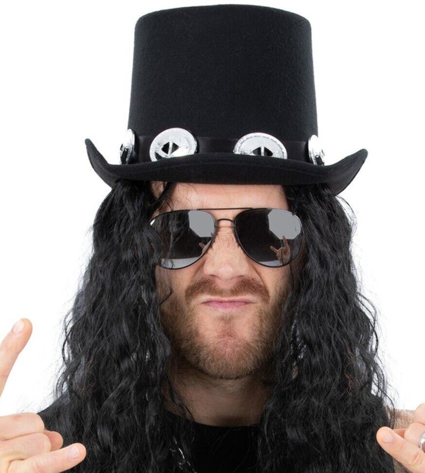 Cappello E Occhiali Da Festa Hard Rocker Anni '80 E '90 Set Rock Kit Di Smiffys