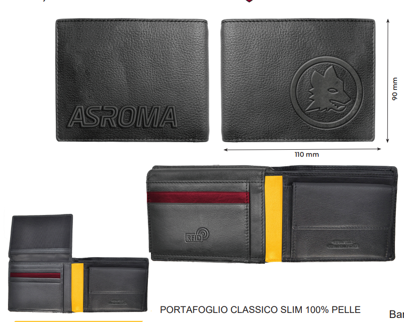PORTAFOGLIO SLIM DELLA ROMA NERO