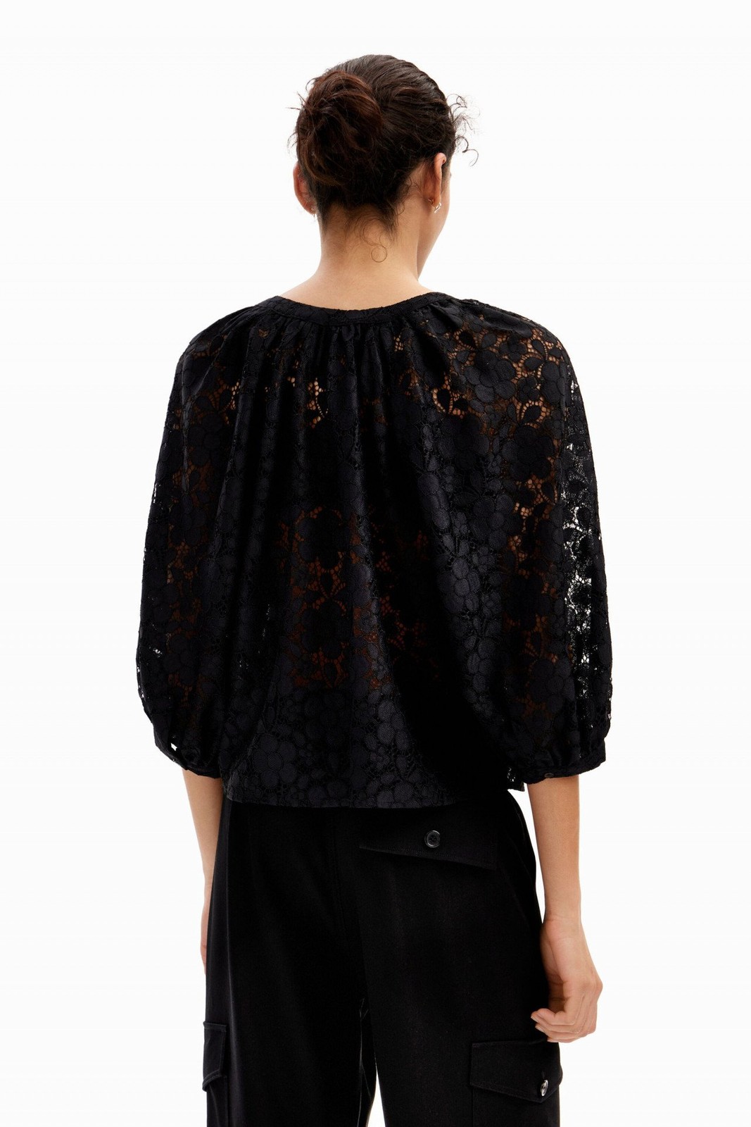 Desigual Abbigliamento Donna Camicie Camicia maniche lunghe Nero S Scollo A "v",