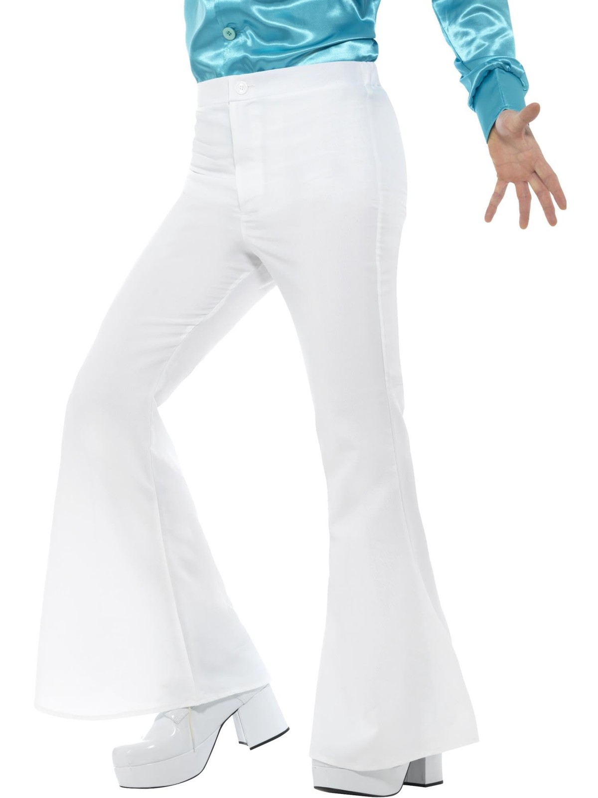 Smiffys Flared Trousers, Mens, White (Size XL)