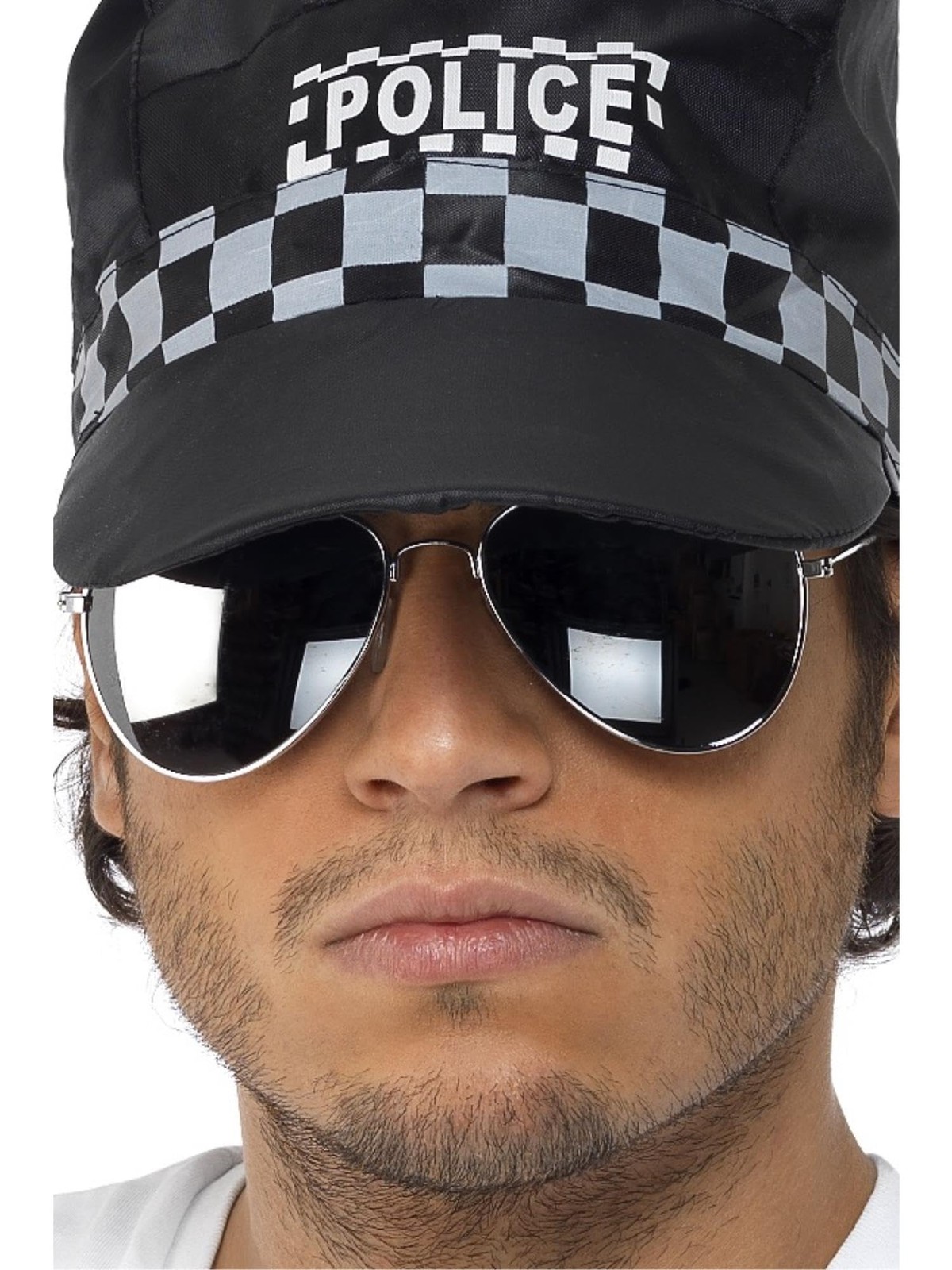 Smiffys Aviator Specs, Silver Mirror, Silver & Black