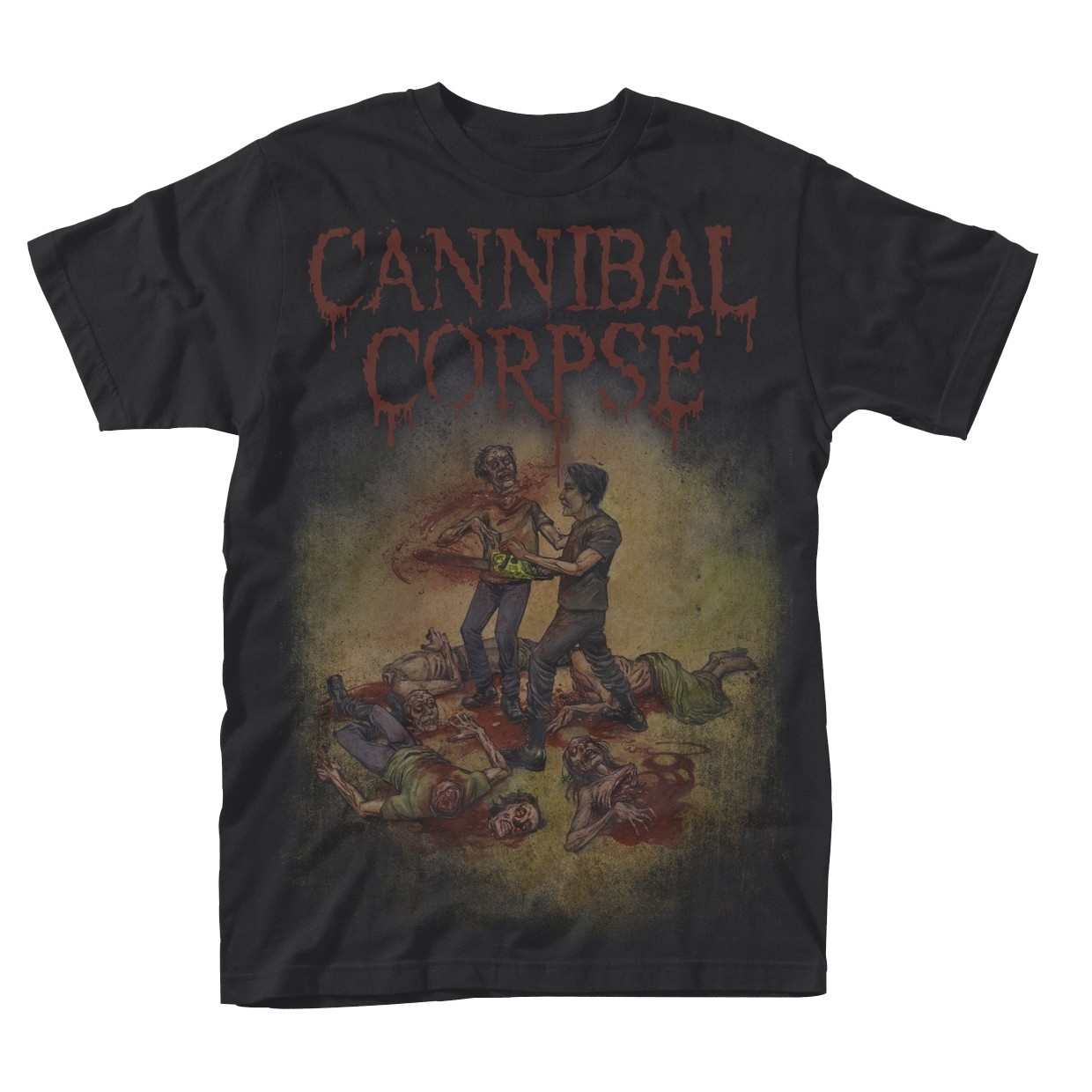 CANNIBAL CORPSE - CHAINSAW BLACK T-Shirt, Front & Back Print Medium