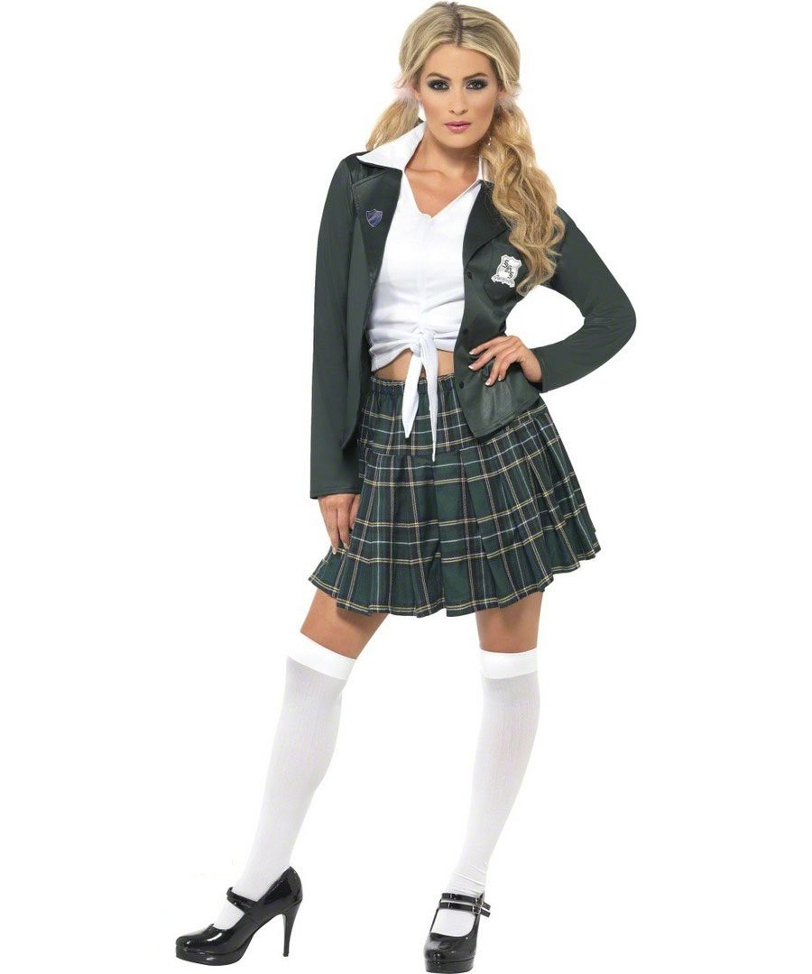 Smiffys Preppy Schoolgirl Costume, Grey (Size M)