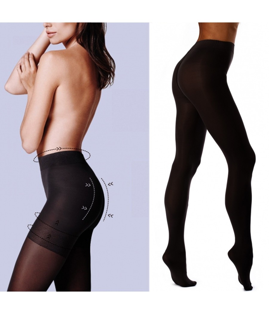 Collant 280 Den Calze Calza Nero Modellante Snellente Press-up Body Care