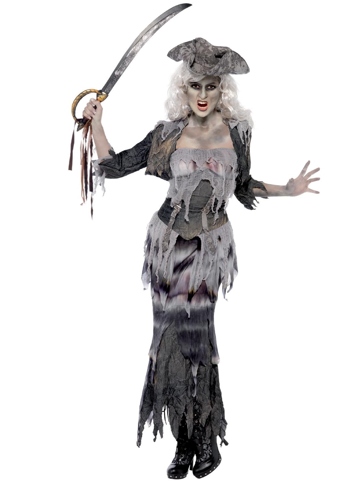 Smiffys Deluxe Ghost Ship Ghoulina Costume, Grey (Size X1)