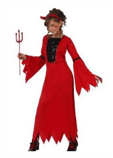 Costume diavola bambina diavolessa taglia 5/6 anni vestito rosso Halloween Atosa