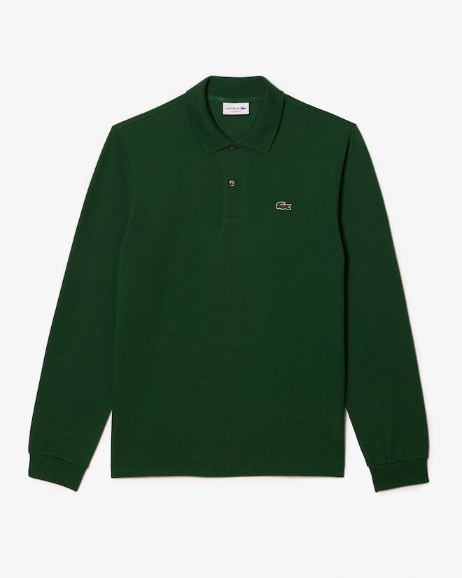 Lacoste Polo Uomo L1312 Verde Manica Lunga Taglia 4XL Cotone Classico
