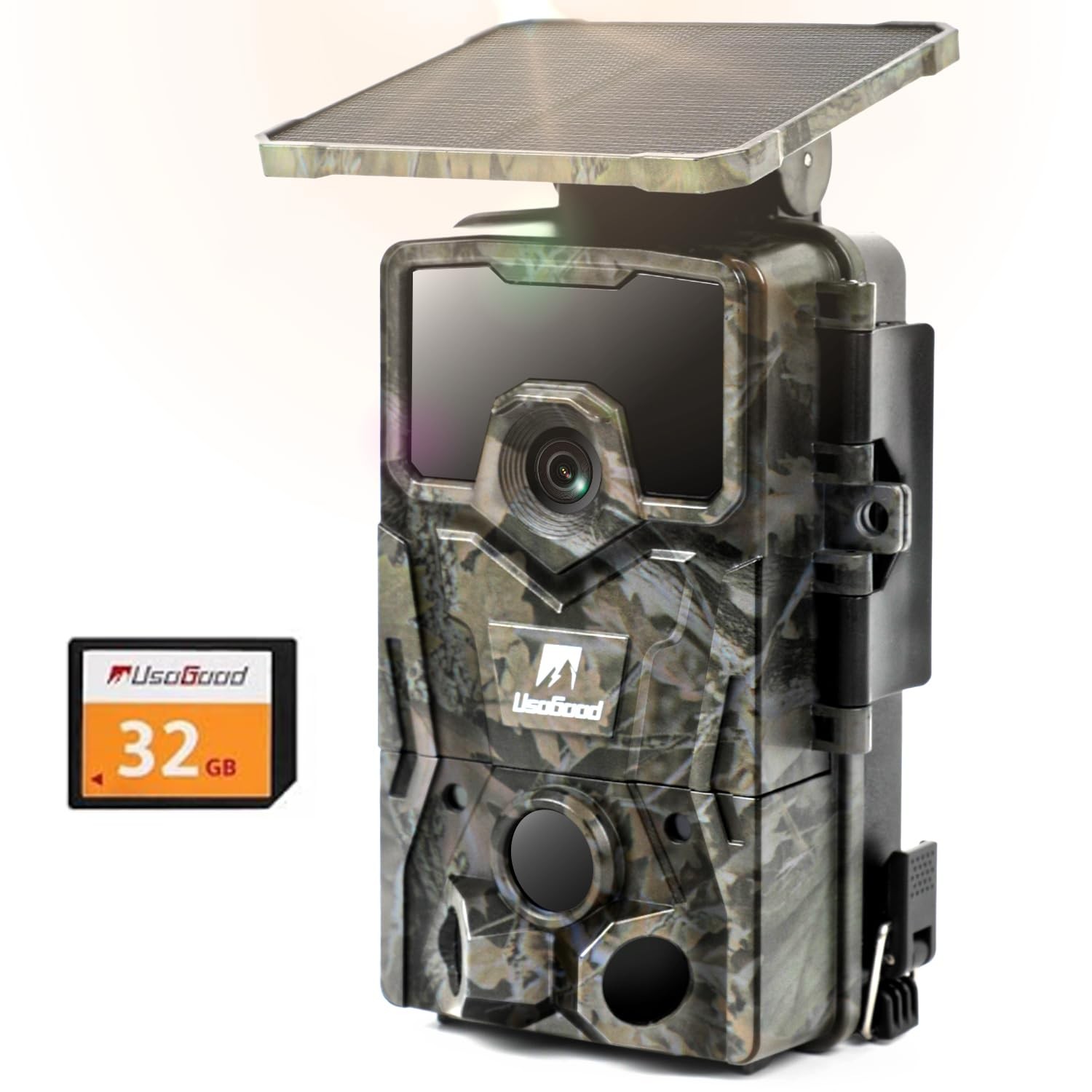 usogood Fototrappola Solare 4K 48 MP, Batteria al Litio da 2600 mAh Integrata, F