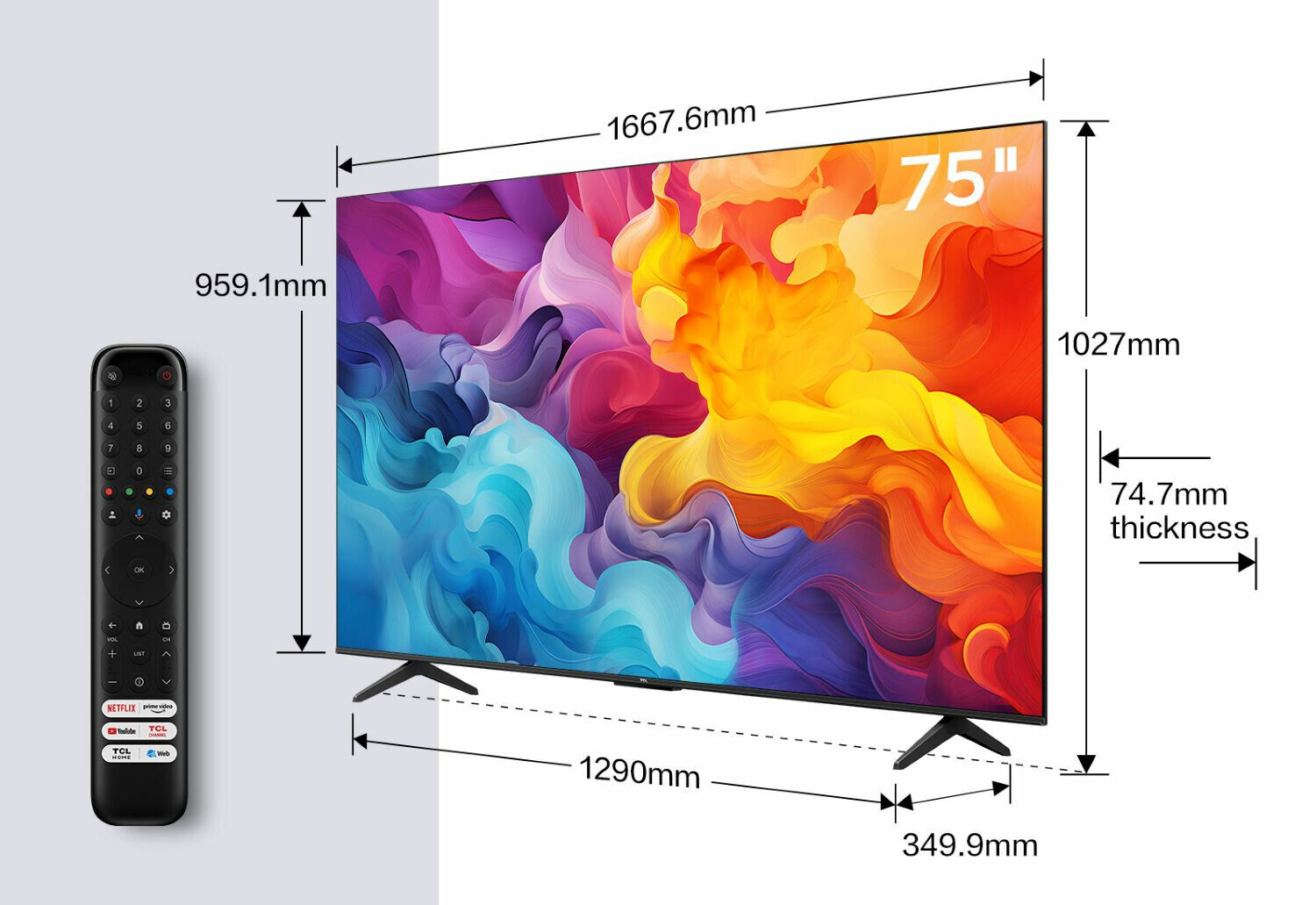 TCL Smart TV 75" Display LED 4K UHD Sistema Google TV Classe E Titanio 75P61B