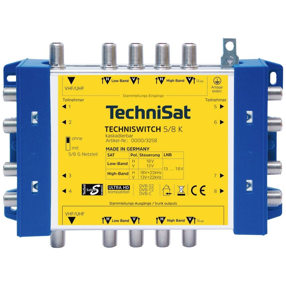 TechniSat Techniswitch 5/8 K, Kaskade SAT multiswitch a cascata Ingressi