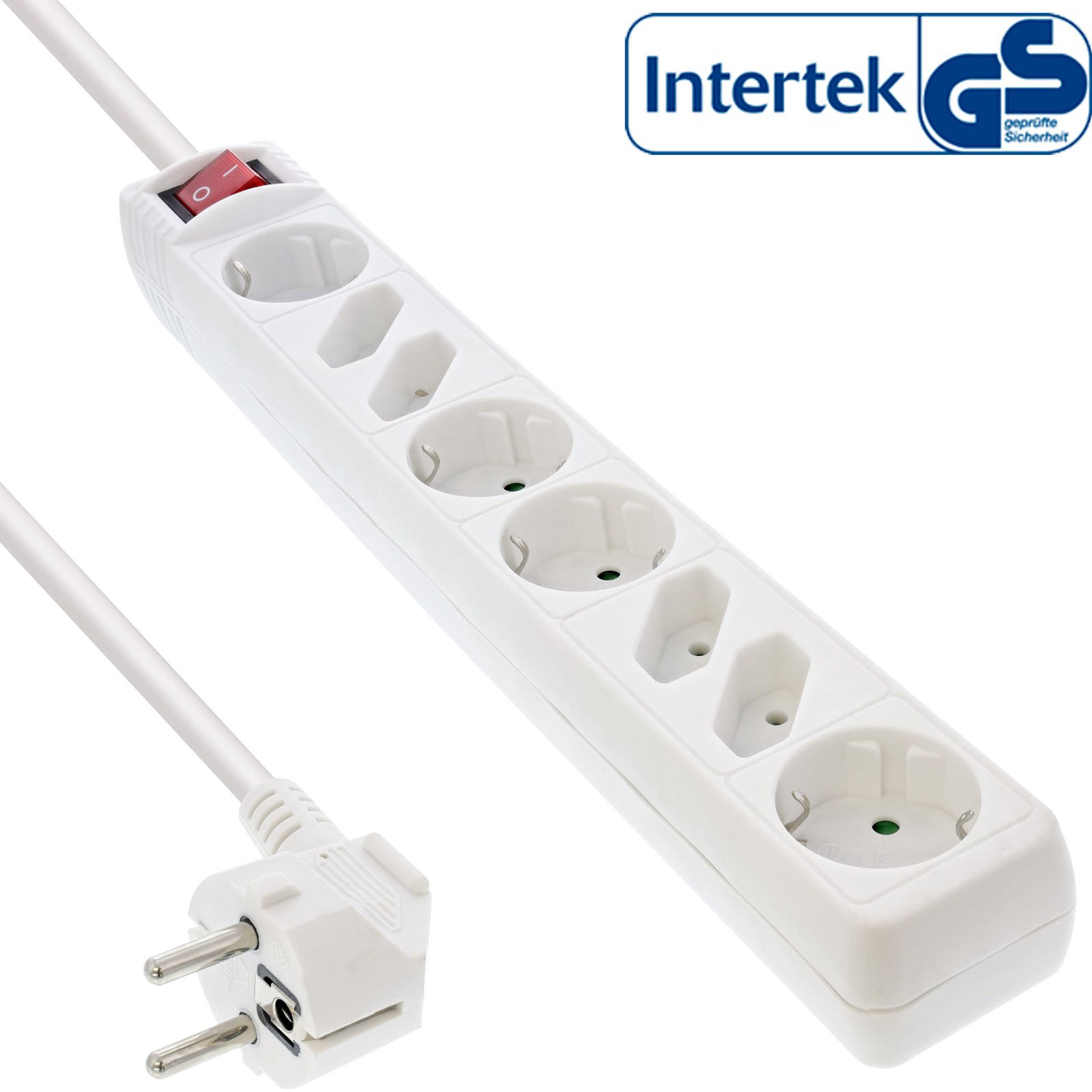 ITS 3 METRI Multipresa 8 posti, 4x Shucko + 4x Euro, con int., bianco,