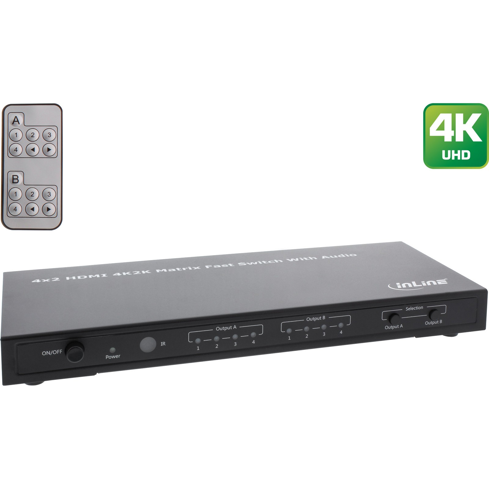 ITS HDMI Matrix Switch 4xIn 2xOut, 4K2K, telecomando a infrarossi