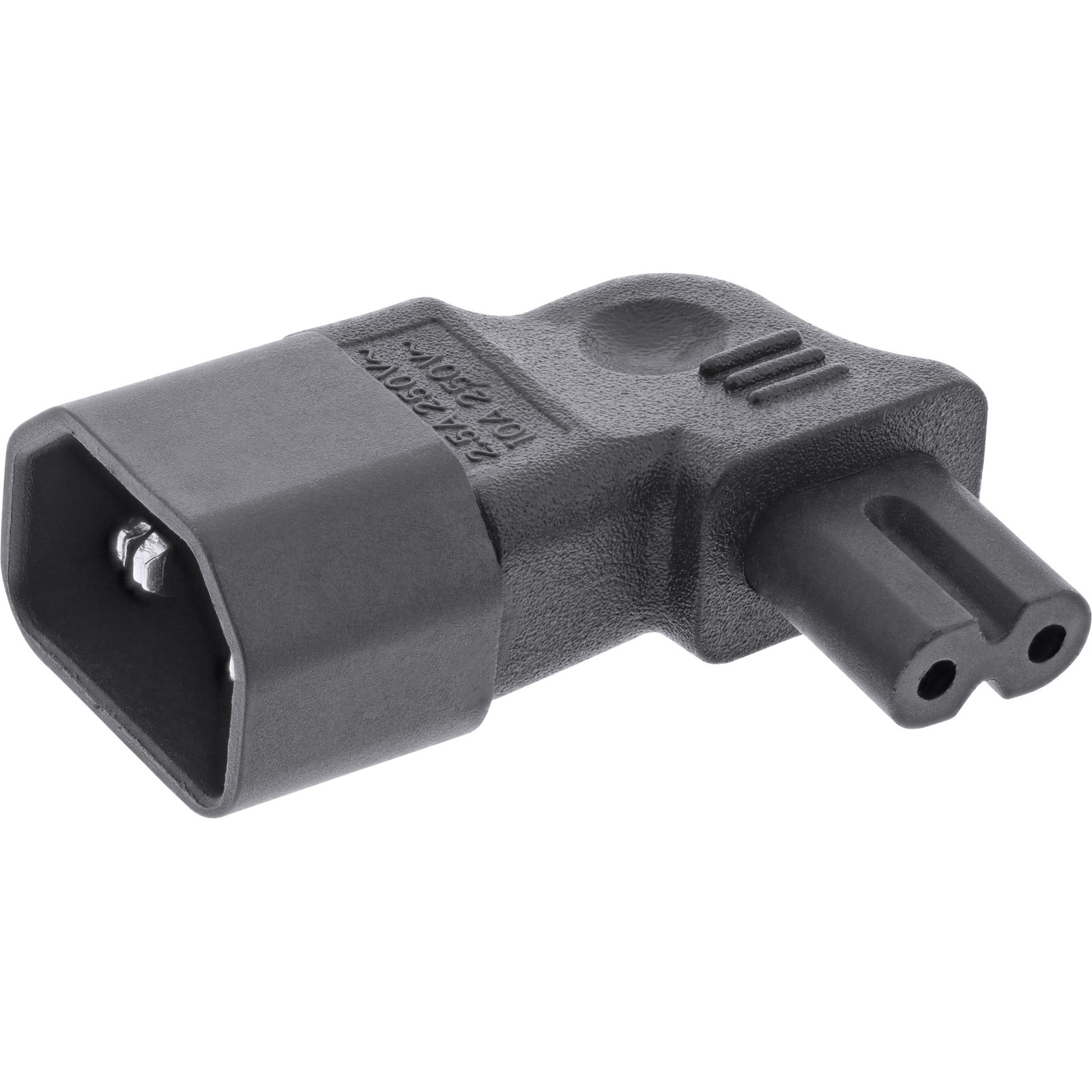 ITS Adattatore di rete IEC 60320 C14 / C7, L/R angolato, da 3 poli ad 2 poli