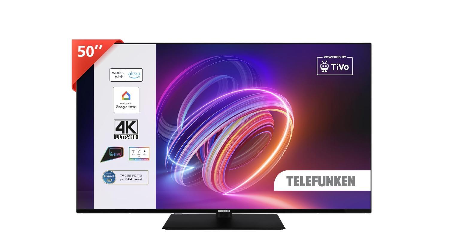 Telefunken Smart TV 50 Pollici LED 4K UHD HDR10 sistema TiVo - TE50750B46I2PZ