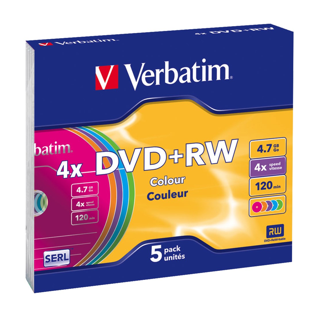 Verbatim 43297 - 5 DVD+RW Colour Colorati 4,7Gb 16X AZO slimcase
