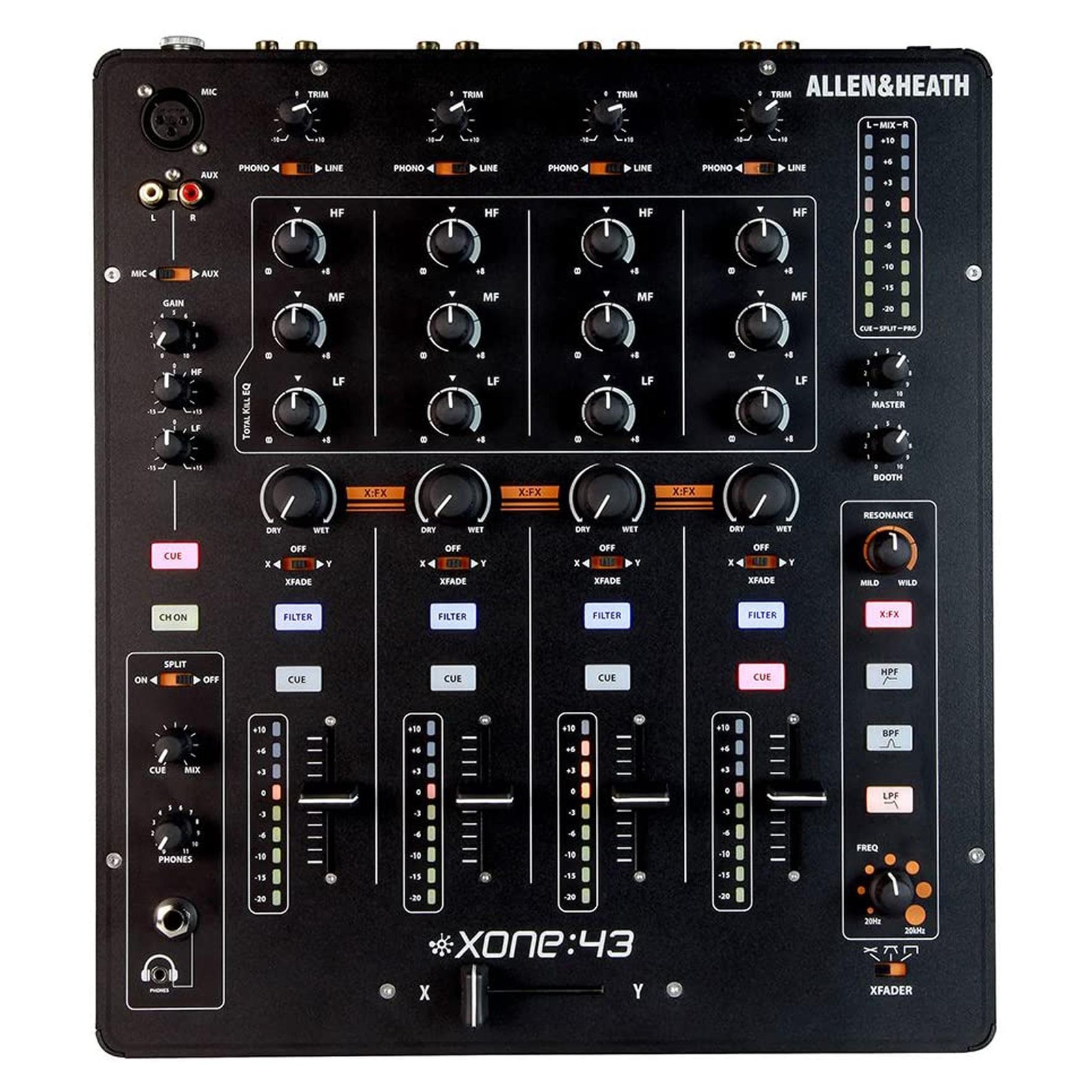 Allen & Heath Xone:43 Mixer Professionale analogico per Dj 4 canali con FX, Nero