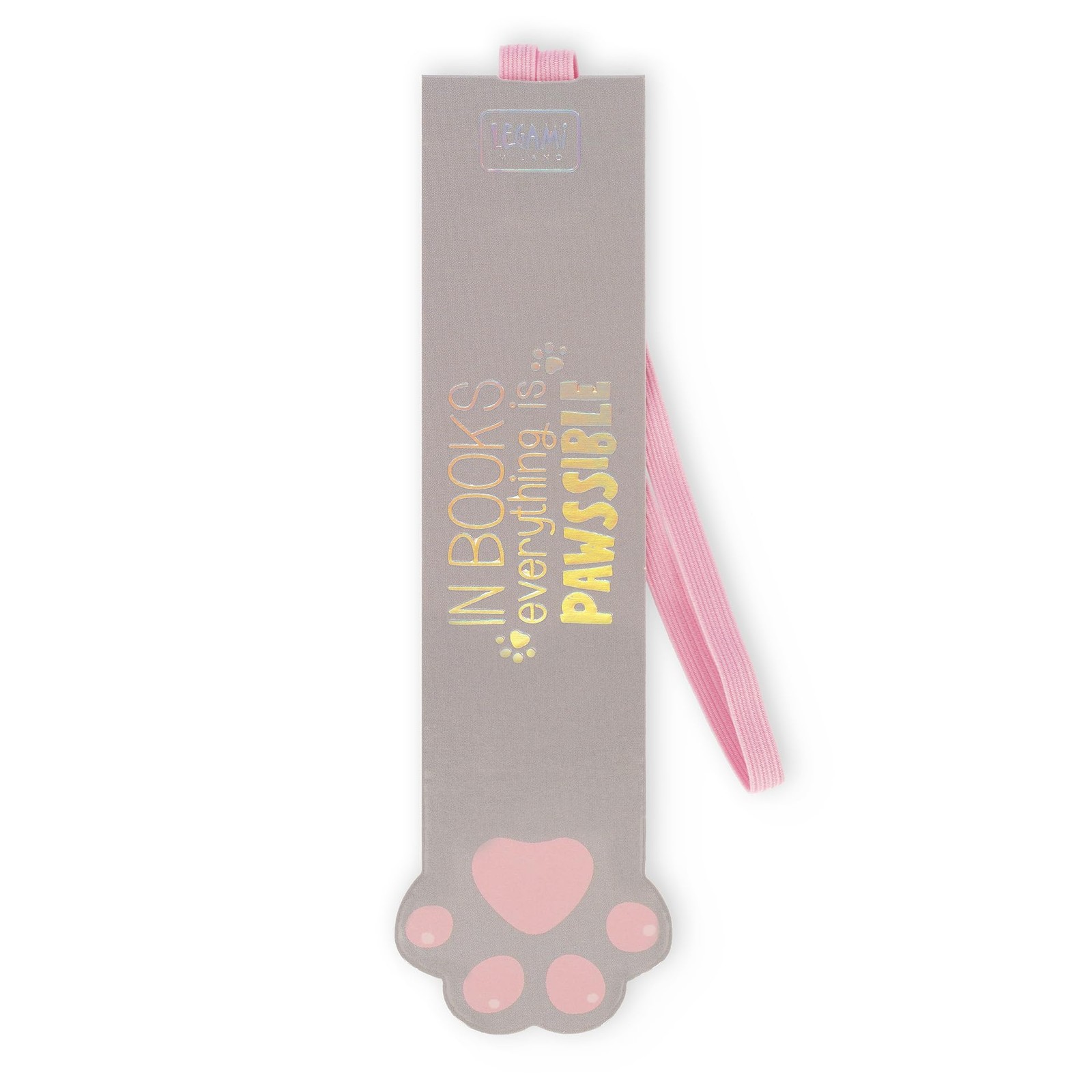 Legami - Bookmark with Elastic Band, FSC Certified Paper, Kitty Paw Motif, Keeps