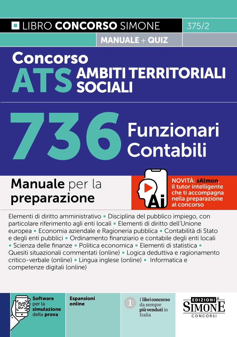 Concorso ATS Ambiti Territoriali Sociali 736 funzionari contabili. Manuale...