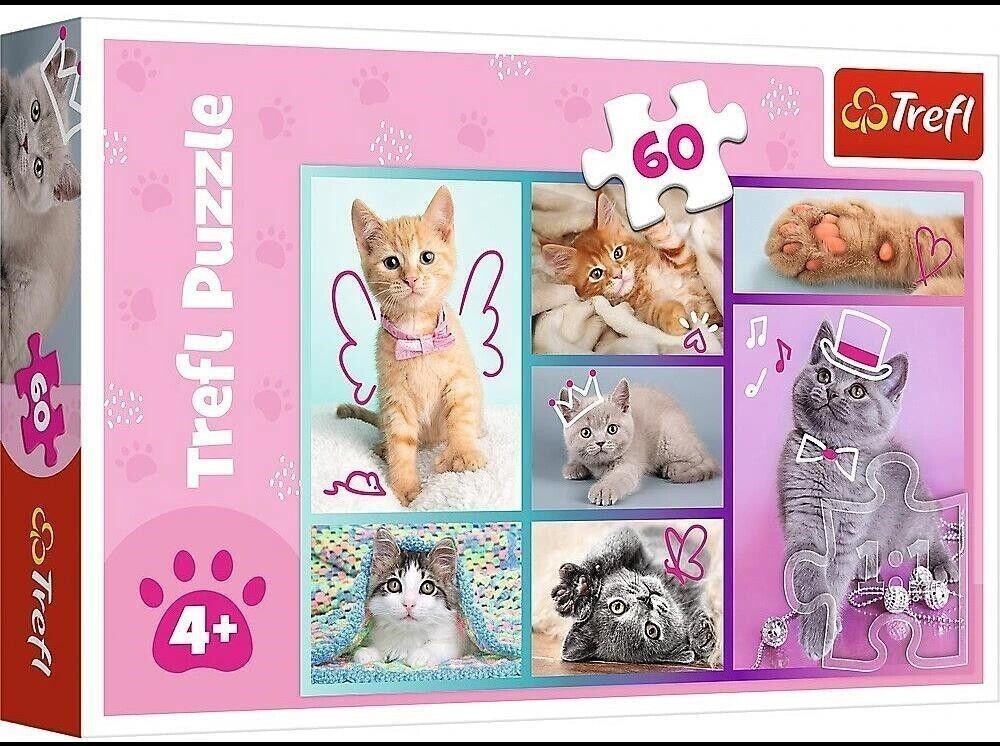 44 Cats: Trefl - Puzzle 60 - Cute Cats -