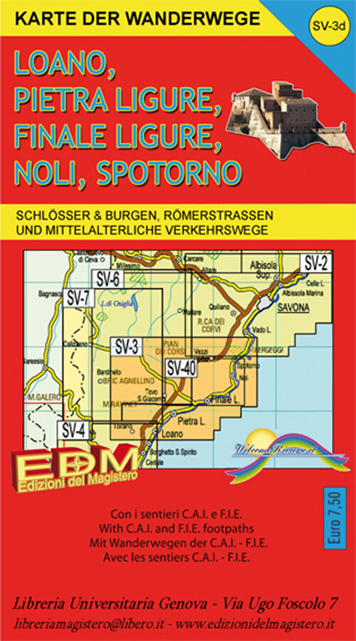 Karte der wanderwege Finale Ligure, Loano, Pietra Ligure, Noli, S