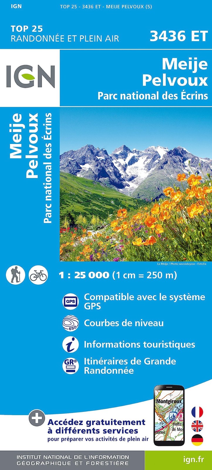 Institut Géographique National Meije / Pelvoux / PNR des Ecrins (Map) TOP 25