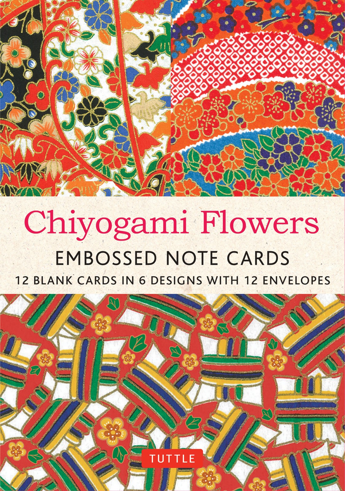 Tuttle Studio Chiyogami Flowers Embossed Note Cards - 12 Cards (Poster)