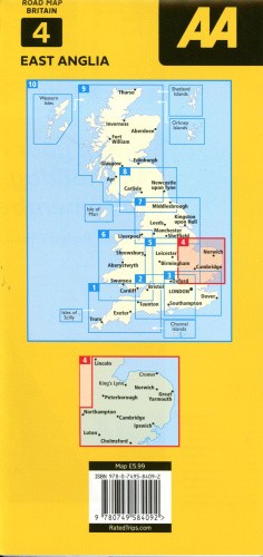 AA Road Map East Anglia (AA Road Map Britain series) [Sheet map, folded]