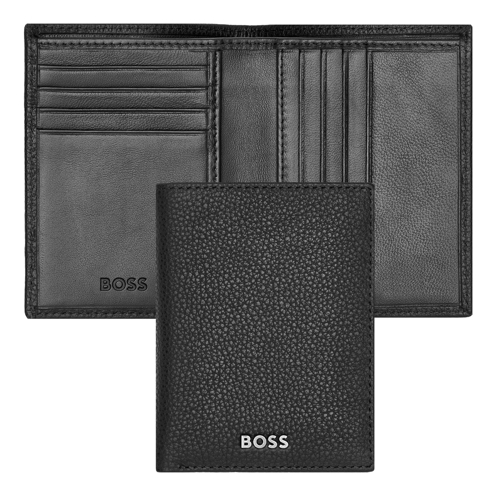 Hugo Boss Folding Card Holder Classic Grained Black NUOVO