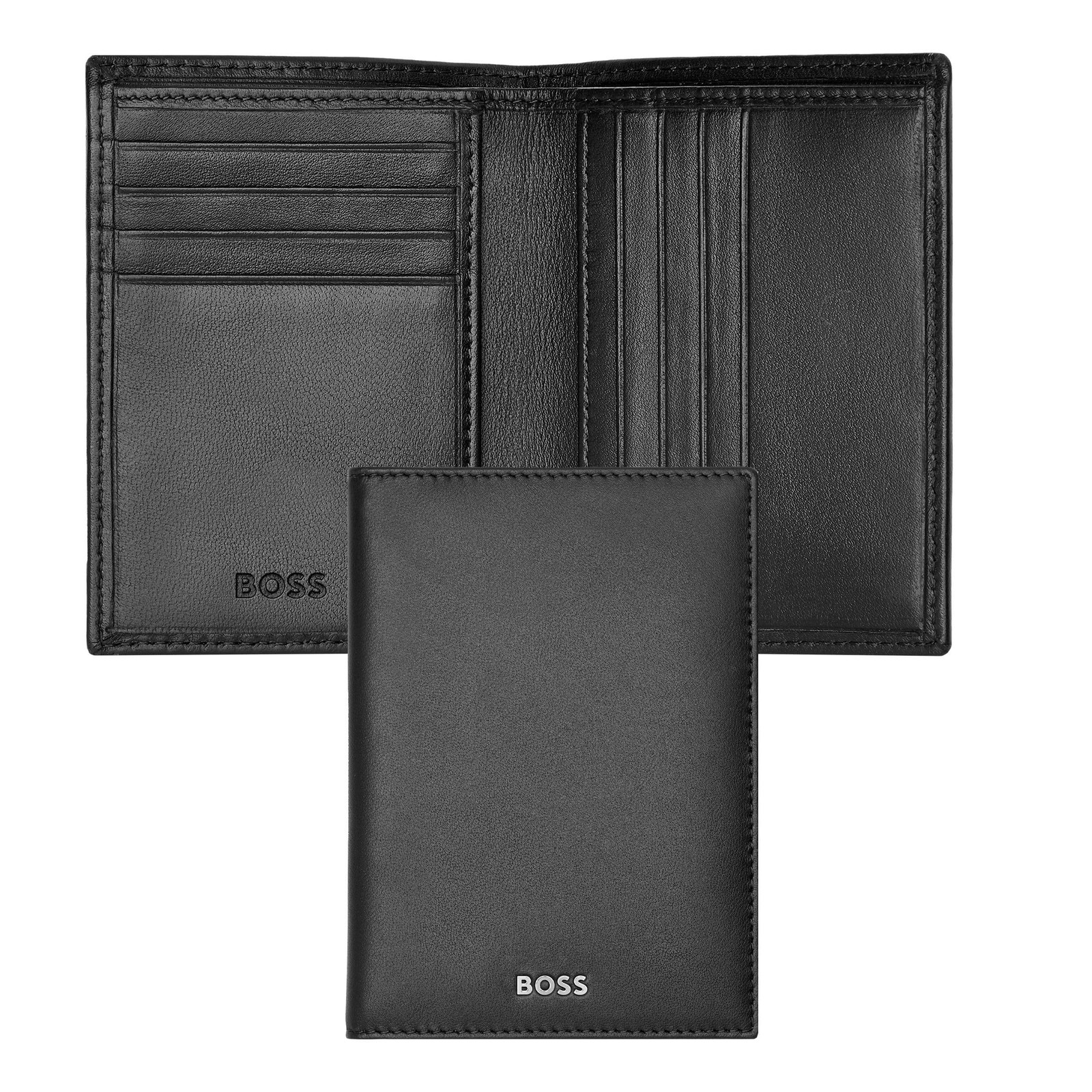 Hugo Boss Folding Card Holder Classic Smooth Black NUOVO