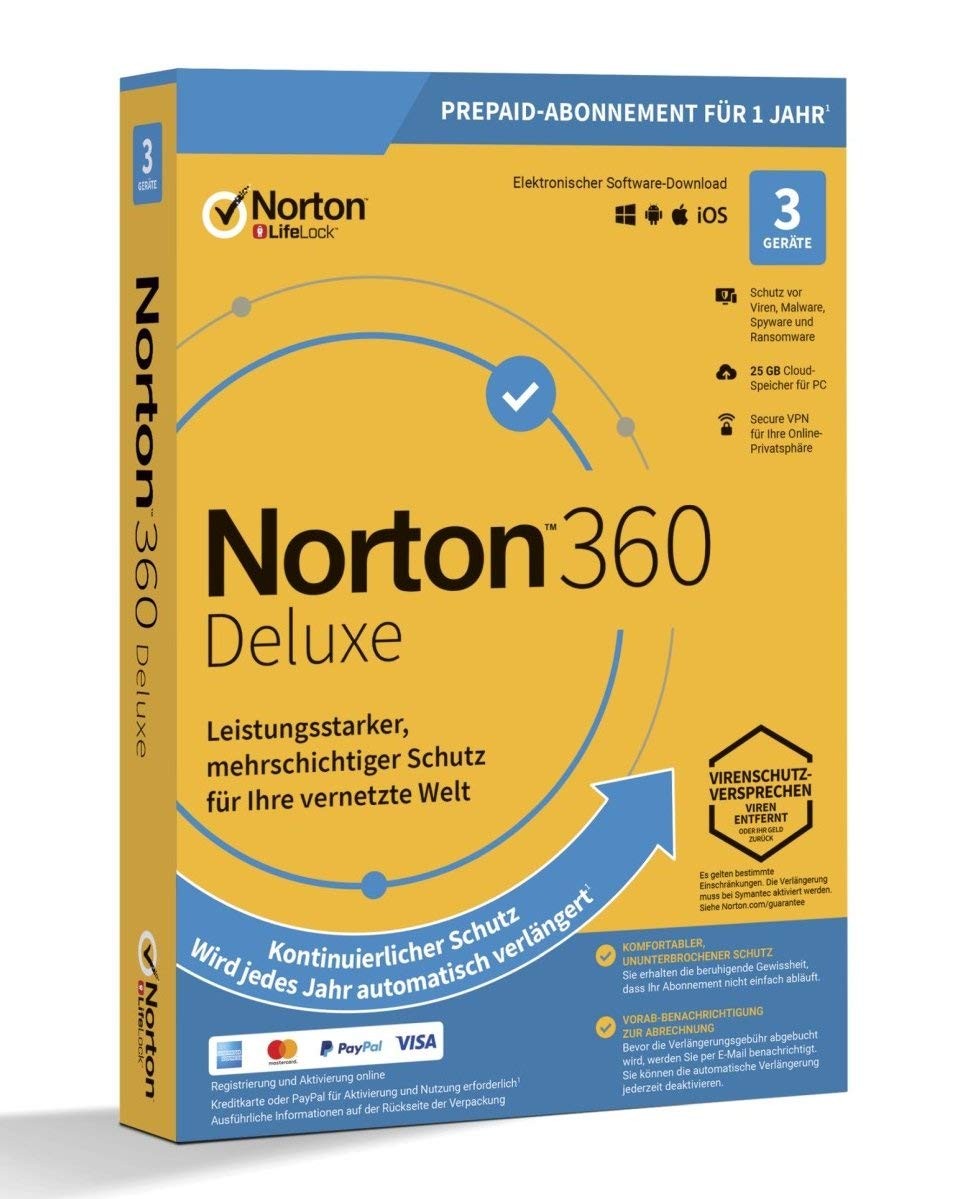 ESD-Lizenzen Norton 360 Deluxe - 25 GB Cloud-Speicher - 3 Devic NUOVO