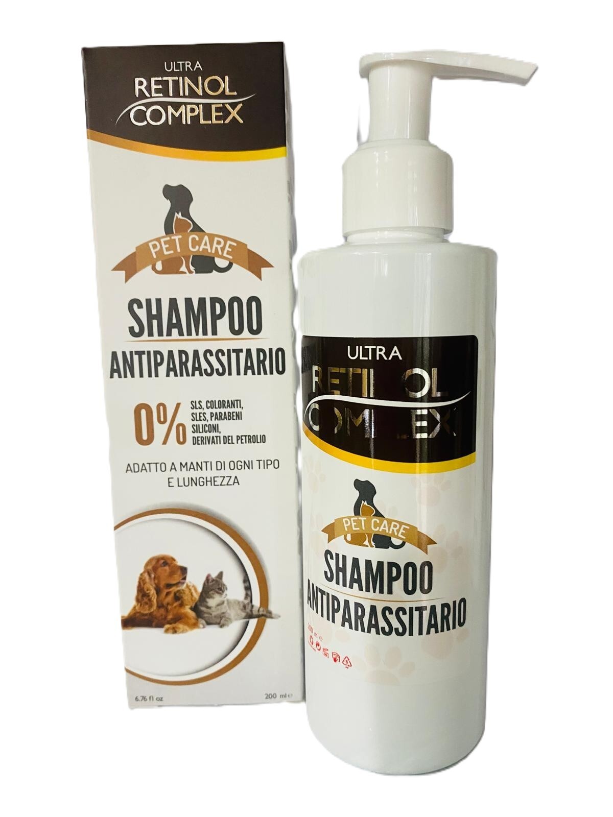 retinol complex pet care shampoo antiparassitario cani e gatti 200ml