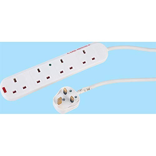 Target Rb-02M04Spd Uk Power Extension, 2M, 4 Uk Ports, White, 13 Am... NUOVO