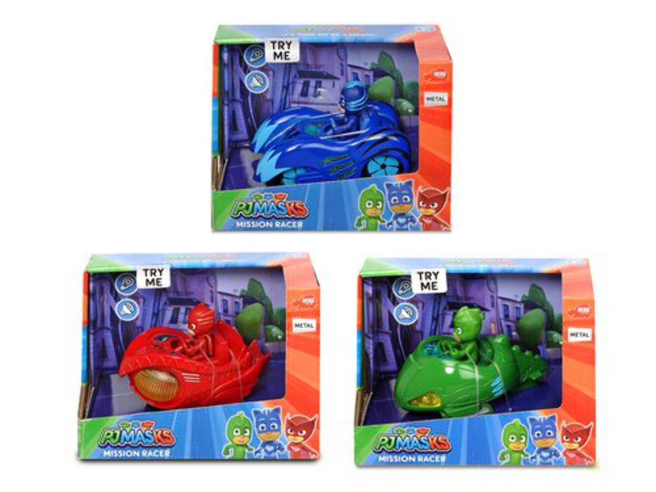 203142003 PJ MASK MISSION RACER 1:43 singolo, 3 varianti