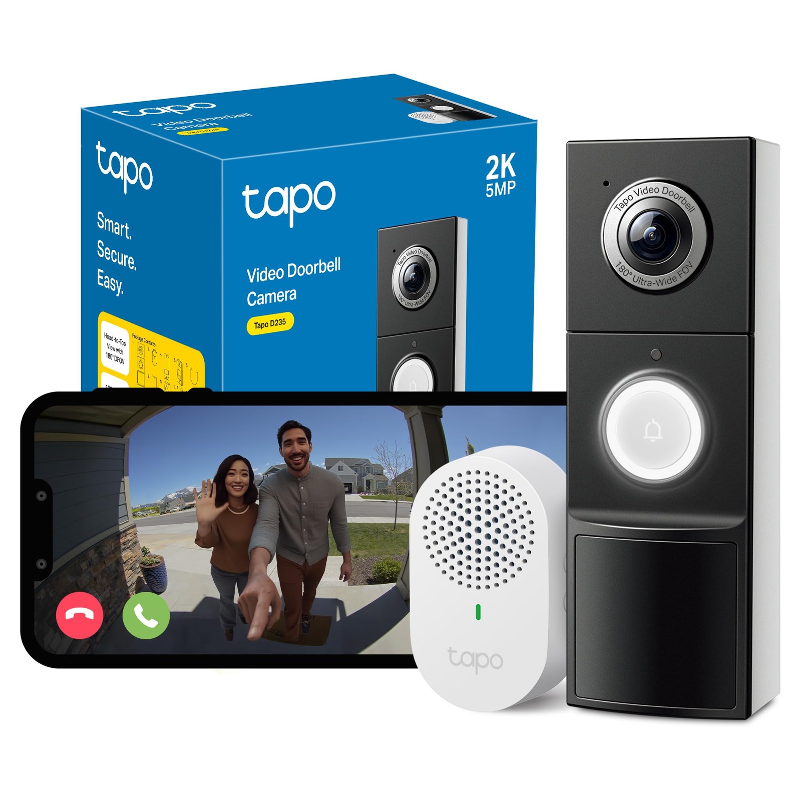 Tapo D235 V1 - Video Doorbell Camera Kit - Smart Doorbell - With Ca... NUOVO