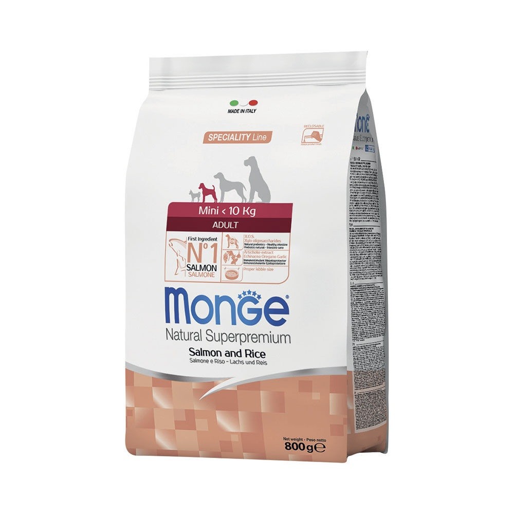 Monge Superpremium Cane Mini Adult Salmone e Riso 800 g